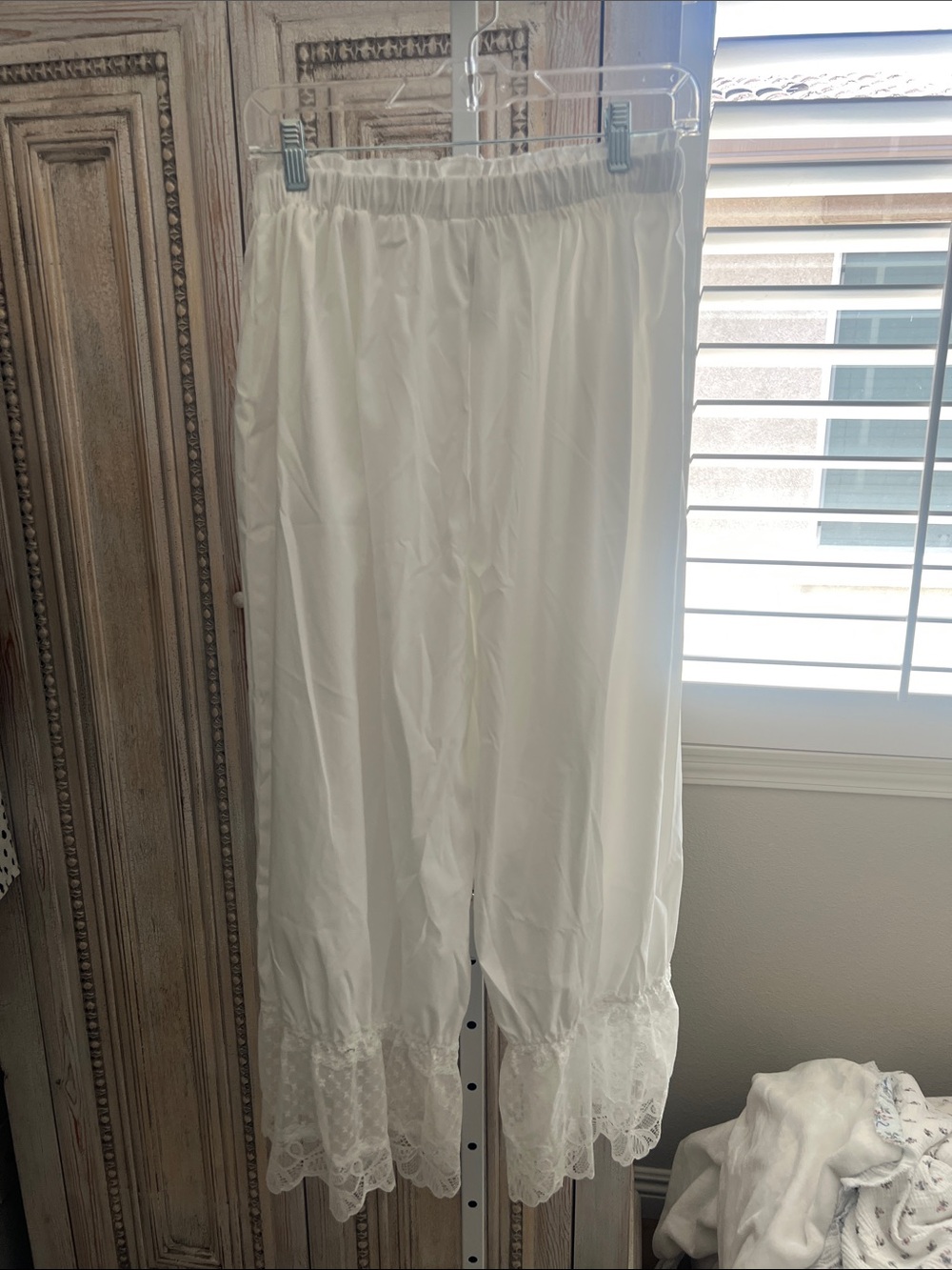 Women's White Lace-Trim Capris - Picture 5 of 5